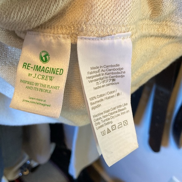 J. Crew University Terry Half-zip Sweatshirt Women Size Small Tan with Pockets - Picture 3 of 7